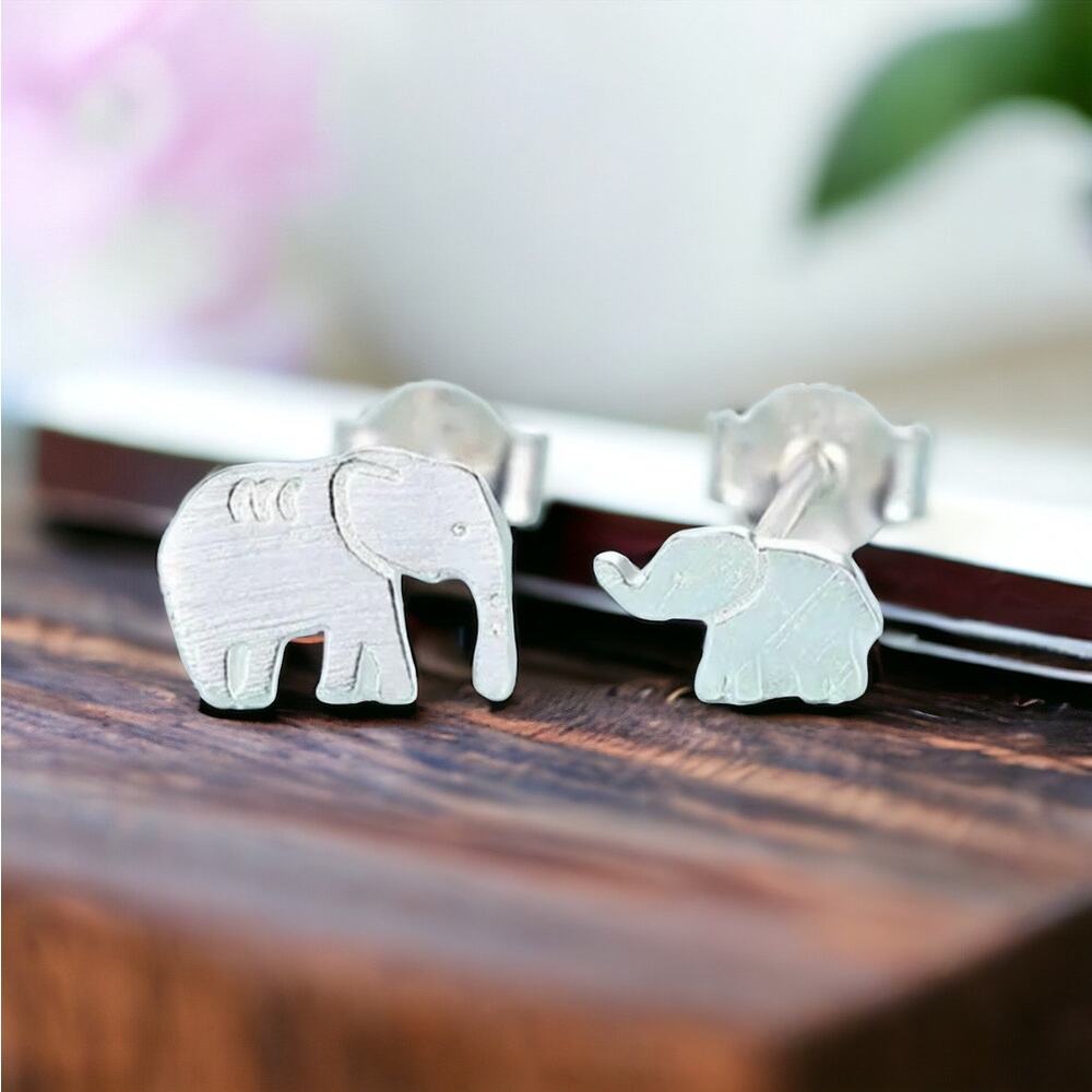 NEW sterling silver mom baby elephant animal stud earrings jewelry B16A - Picture 4 of 8